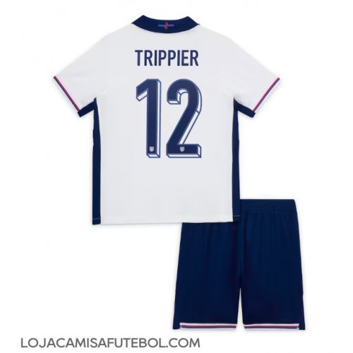 Camisa de Futebol Inglaterra Kieran Trippier #12 Equipamento Principal Infantil Europeu 2024 Manga Curta (+ Calças curtas)